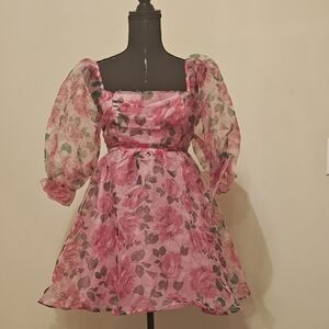 THIRTY THIRTY Pink Floral Kids Dress